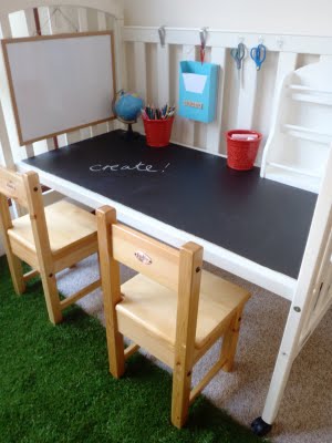 Baby Crib turned Chalkboard Table 