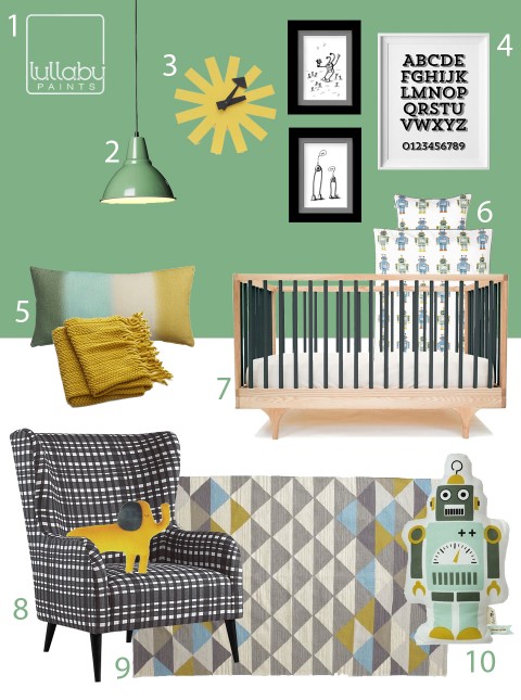 a green, gender neutral nursery - lullaby paints