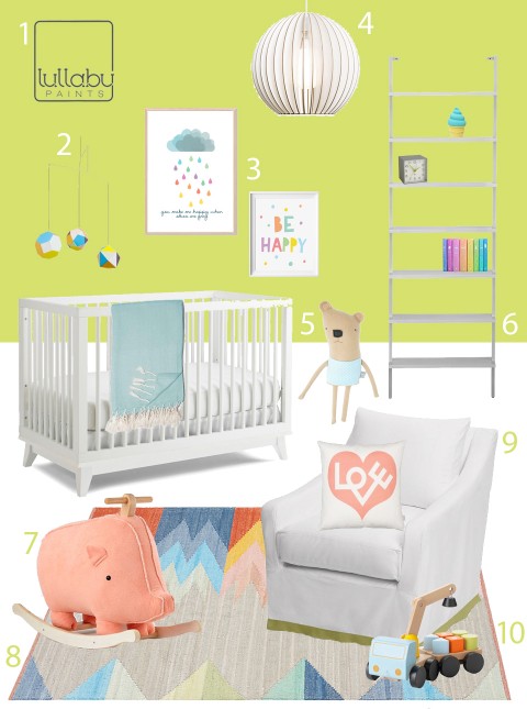 chartreuse nursery design board - lullaby paints